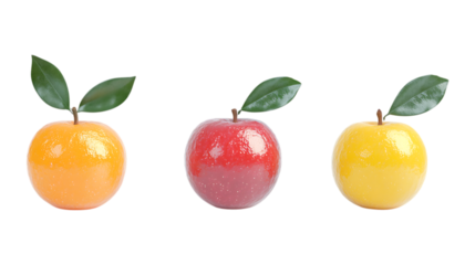 Pack Auspicious Fruit Set in Different Poses Against Transparent Background for Cultural Celebrations, Holiday Decorations, or Symbolic Design