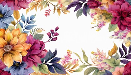 Obraz premium Beautiful floral invitation card design for wedding, poster, birthday party