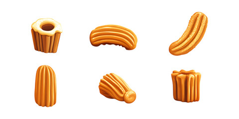 Pack Churros Set Against Transparent Background for Dessert Branding, Snack Promotions, or Bakery Illustrations