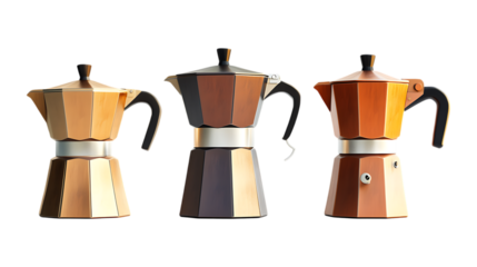 Pack Coffee Maker Set Against Transparent Background for Kitchen Branding, Cafe Promotions, or Barista Equipment Illustrations
