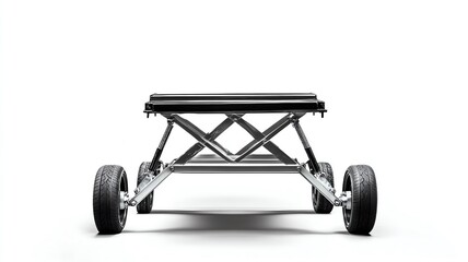 Modern folding cart with wheels and frame.