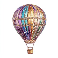 Luxurious Hot Air Balloon – Sparkling Gemstone Fantasy Artwork in Vibrant Colors
