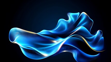 Abstract Blue Fluid 3D Render: Glowing Waves in Dark Space AI Generated
