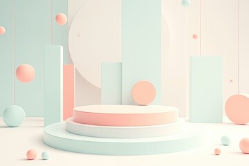 Pastel colored abstract geometric shapes forming a minimalist composition
