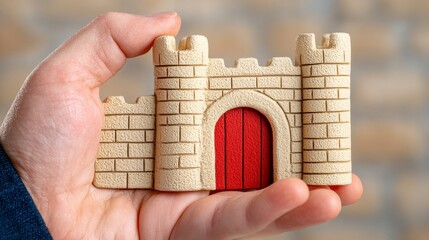 Fototapeta premium A small clay castle representation for artistic interpretation of biblical resettlement illustrated in nehemiah 11