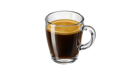 Coffee americano in a glass cup isolated on a transparent background Generative Ai.
