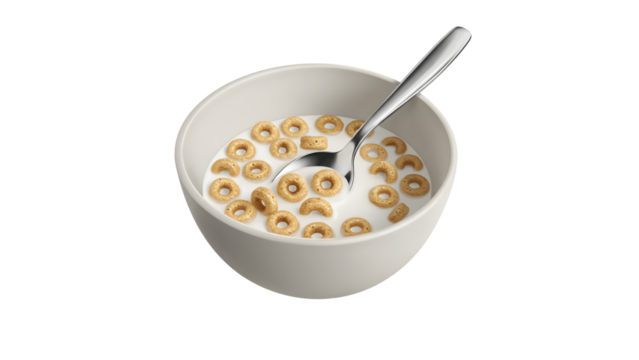 bowl of cereal with milk isolated on a transparent background. generative ai
