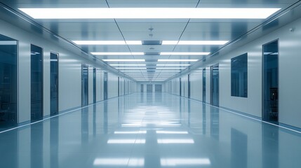 A cleanroom equipped with advanced machinery operates in a controlled environment for the assembly of smartphones. No personnel are present, emphasizing precision and technology