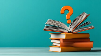 Fototapeta premium Open Book and Question Mark: A 3D Rendered Illustration AI Generated