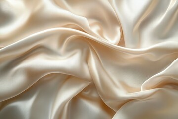Obraz premium Luxurious beige silk fabric with smooth folds. Artificial Intelligence