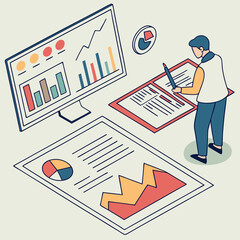 Diagram table study showing financial data analysis