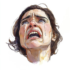 watercolor copic marker concept sketch of mom crying