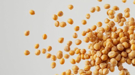 A bunch of yellow seeds are flying through the air