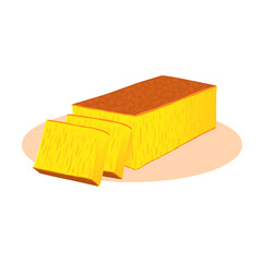Isolated vector illustration of Indonesian traditional cake called Bika Ambon.