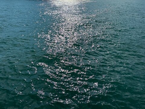 Sea glittering blue water surface 