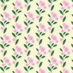 Print pink flower green leaves pastel color Elegant Trendy Geometric floral seamless patterns background graphic ornaments Vector tile pattern  Floral Mosaic, floral pattern for wallpaper, fabric, 