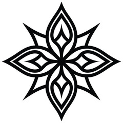 Black and White Floral Tattoo Ornament with Decorative Elements and Patterns.