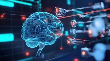 Innovative neural network technology enhancing cognitive processes digital environment 3d visualization futuristic concept