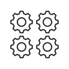 Gears, icon in line design. Mechanical gears, Gear mechanism, gear system, gear wheel, Industrial gears, Engineering on white background vector. Gears editable stroke icon