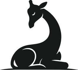 giraffe sleeping vector silhouette