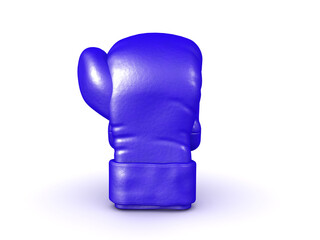 3D Rendering of upright blue boxing glove