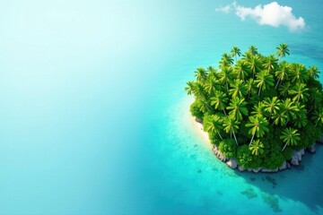 Obraz premium Serene Tropical Isle An Idyllic Paradise of Lush Palm Trees and Azure Waters