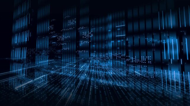 Abstract binary code background with high tech elements.