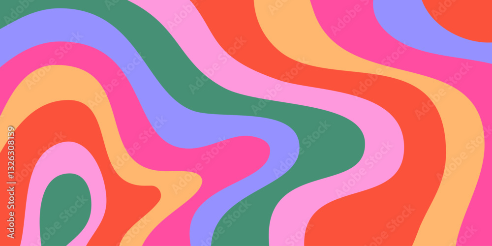 Poster cool wavy trippy y2k background. trendy groovy abstract psychedelic pattern. colorful geometric abst