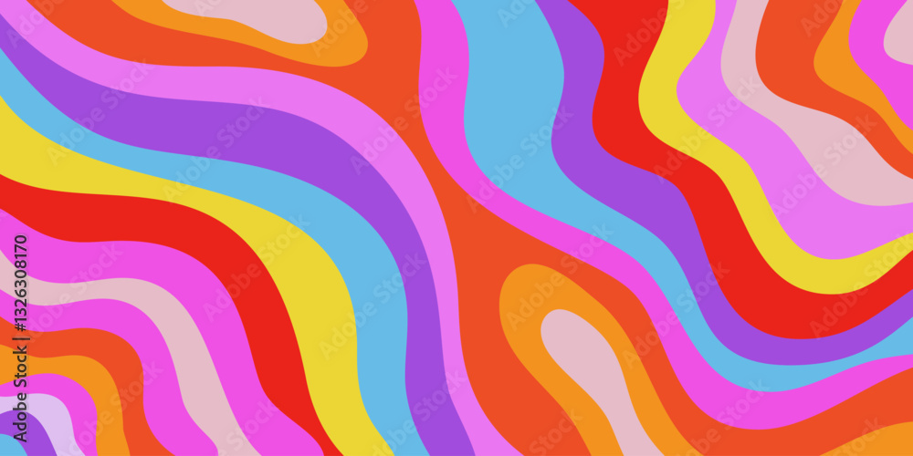Aufkleber cool wavy trippy y2k background. trendy groovy abstract psychedelic pattern. colorful geometric abst