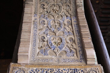 detail of the interior in an arabian style. detail of the door of the temple