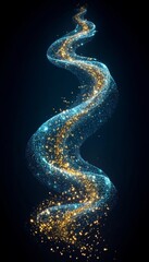 Fototapeta premium Abstract Swirling Stream of Aqua and Chartreuse Hues With Particle Effects on Black Background