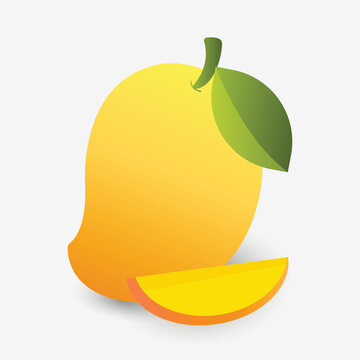 Mango Fruit Leaf Cartoon Style Icon Vector Illustration