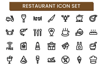 Restaurant icon set line style
