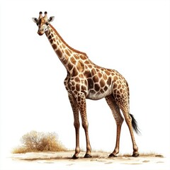 Fototapeta premium Captivating giraffe portrait isolated on a white background emphasizing the unique features of wildlife in safari settings