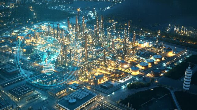 Modern plant and communication network concept. IoT (Internet of Things). INDUSTRY 4.0
