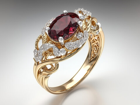 Bague de rubis rouge certis de diamants 