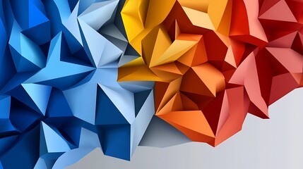 Obraz premium Abstract 3D Render of Interlocking Geometric Shapes in Vibrant Hues AI Generated