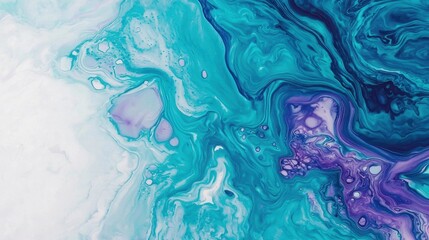 Abstract Turquoise and Purple Fluid Art Background for Design Projects