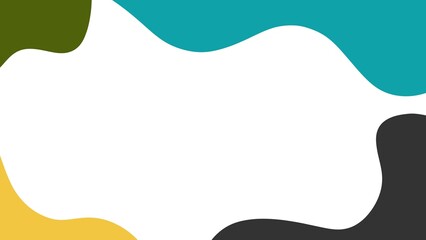 Modern abstract background with fluid, wavy shapes in green, blue, yellow, and black colors.  
