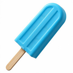 Close-up blue popsicle stick, detailed wooden grain, smooth polished surface, isolated transparent background