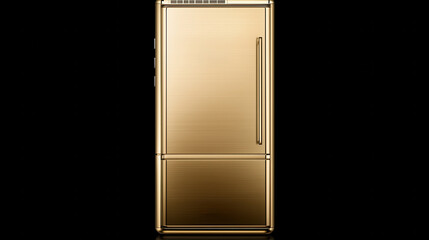 Sleek Gold Refrigerator on Black Background