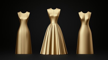 Three Golden Dresses  A Study in Style and Silhouette
