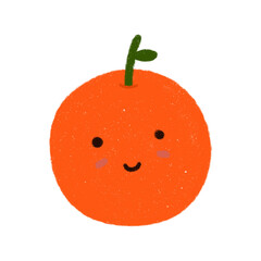 Cute Hand-Drawn Smiling Orange Clip Art