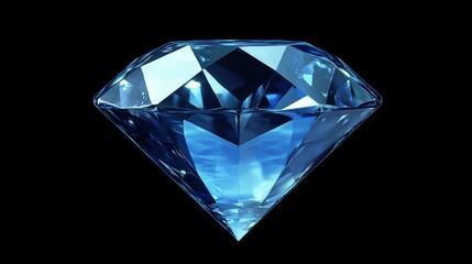 A blue diamond is shown in a black background