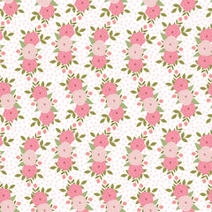 Hand drawn floral pattern, blooming seamless background, soft pink and peach flowers, botanical leaves, feminine wedding decor, gentle mother’s day theme, birthday invitation, baby shower