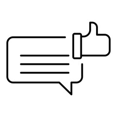 Chat bubble icon with a thumbs-up representing message approval, decision validation, confirmation messages, and compliance communication