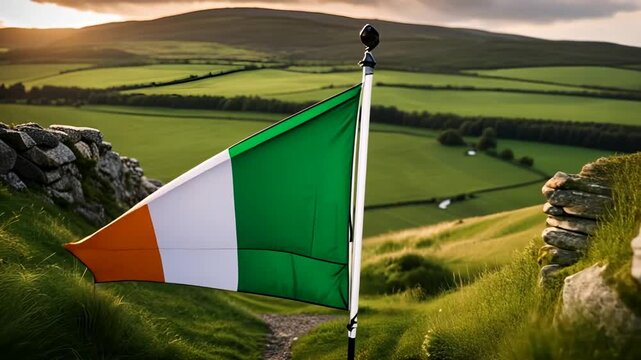 Flag of Ireland in Ireland.