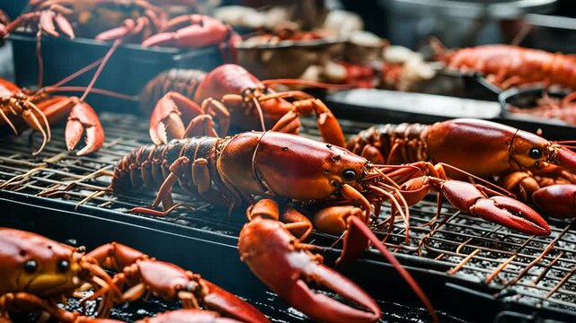 Fishing for lobsters on a fishing boat.