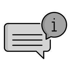 Chat bubble icon with an information bubble representing knowledge sharing, customer support, informational messaging, and business communication