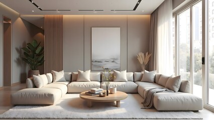 Fototapeta premium living room design in minimalistic style